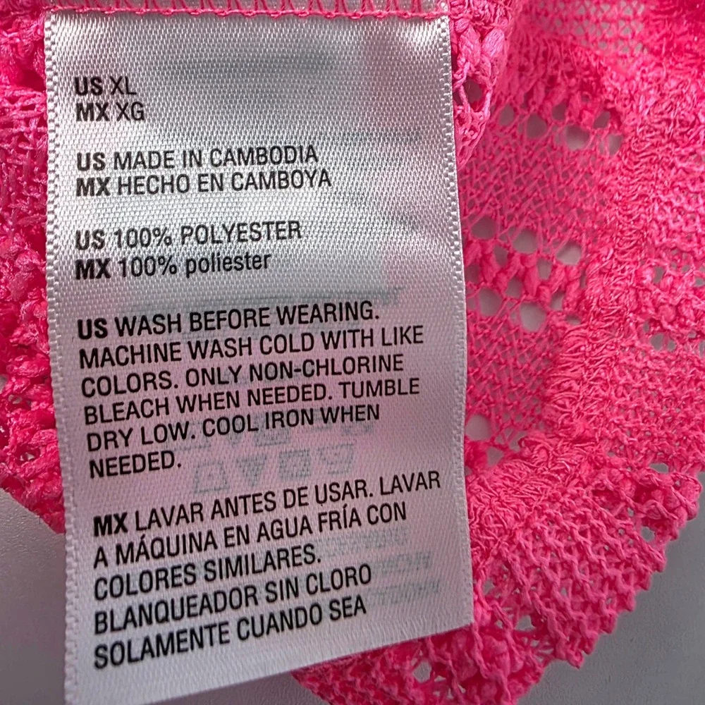 Epic Threads Girls XL Plyo Pink Crochet Mesh Tiered Swim Coverup Dress NWT